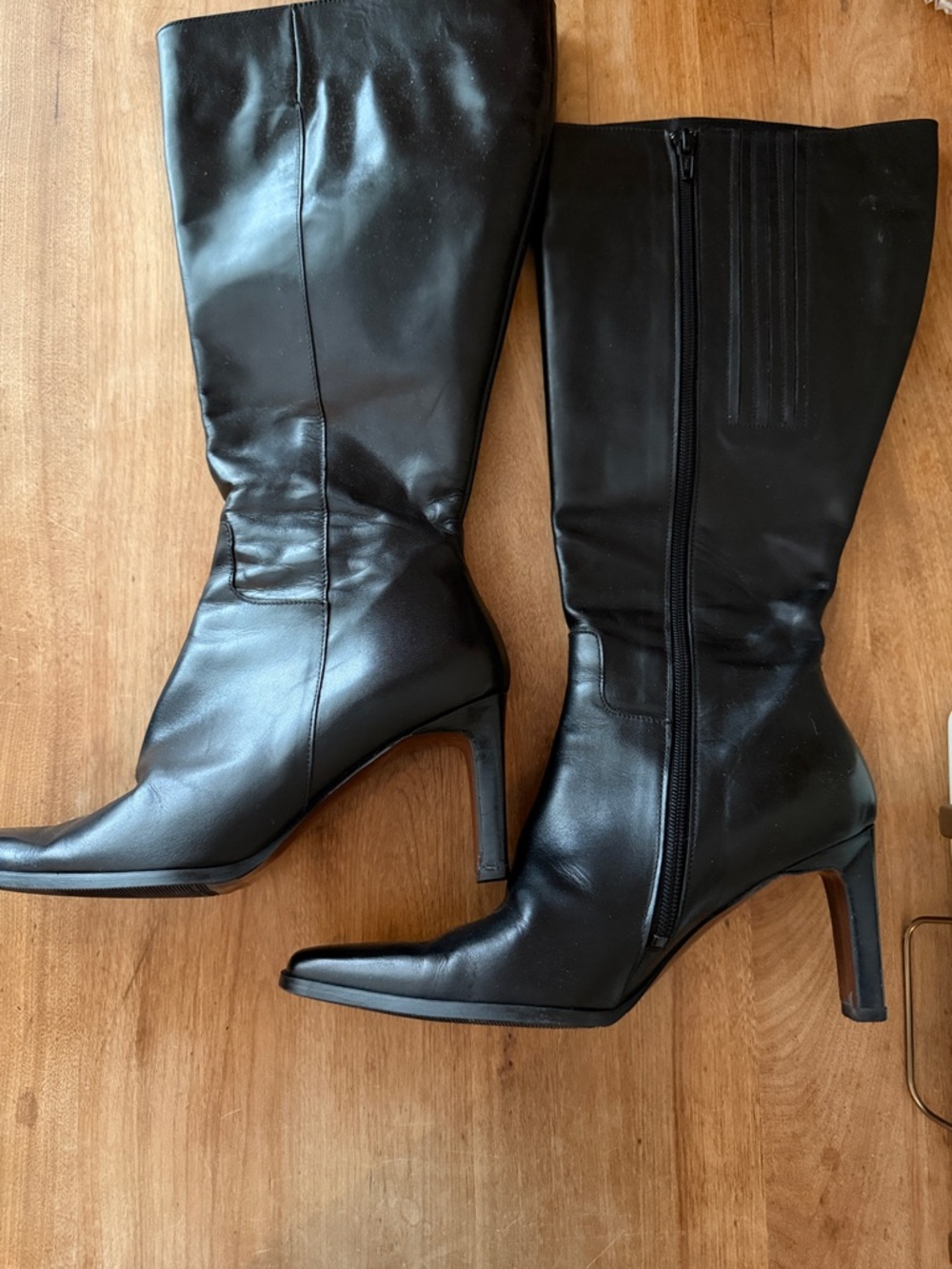 Duo Wide Calf Women's Black Knee-High Leather Boots